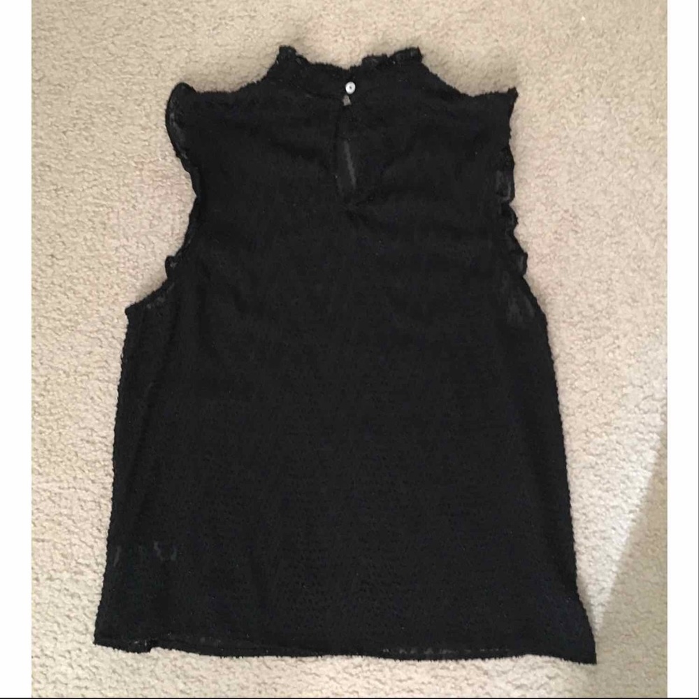 Forever21 Black Lace Sleeveless Ruffle Keyhole Top